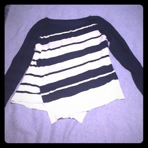 WHBM Navy and cream asymmetrical sweater